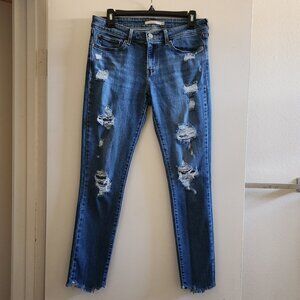 Levi's 711 Women's Distressed Ripped Denim Mid Rise Skinny Jeans size 28
